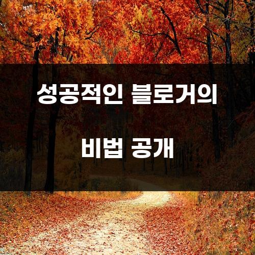 성공적인 블로거의 비법 공개