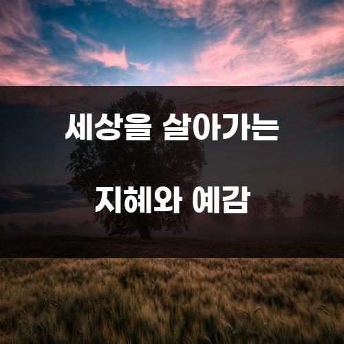 세상을 살아가는 지혜와 예감