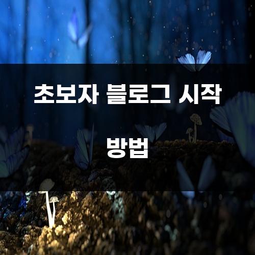 초보자 블로그 시작 방법