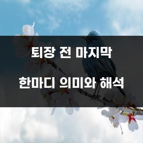 퇴장 전 마지막 한마디 의미와 해석