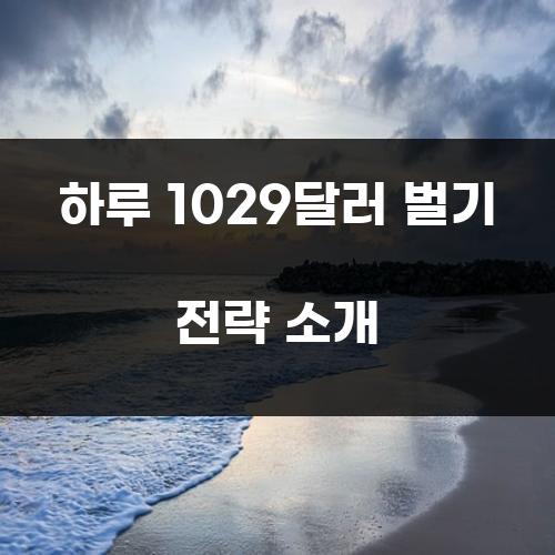 하루 1029달러 벌기 전략 소개